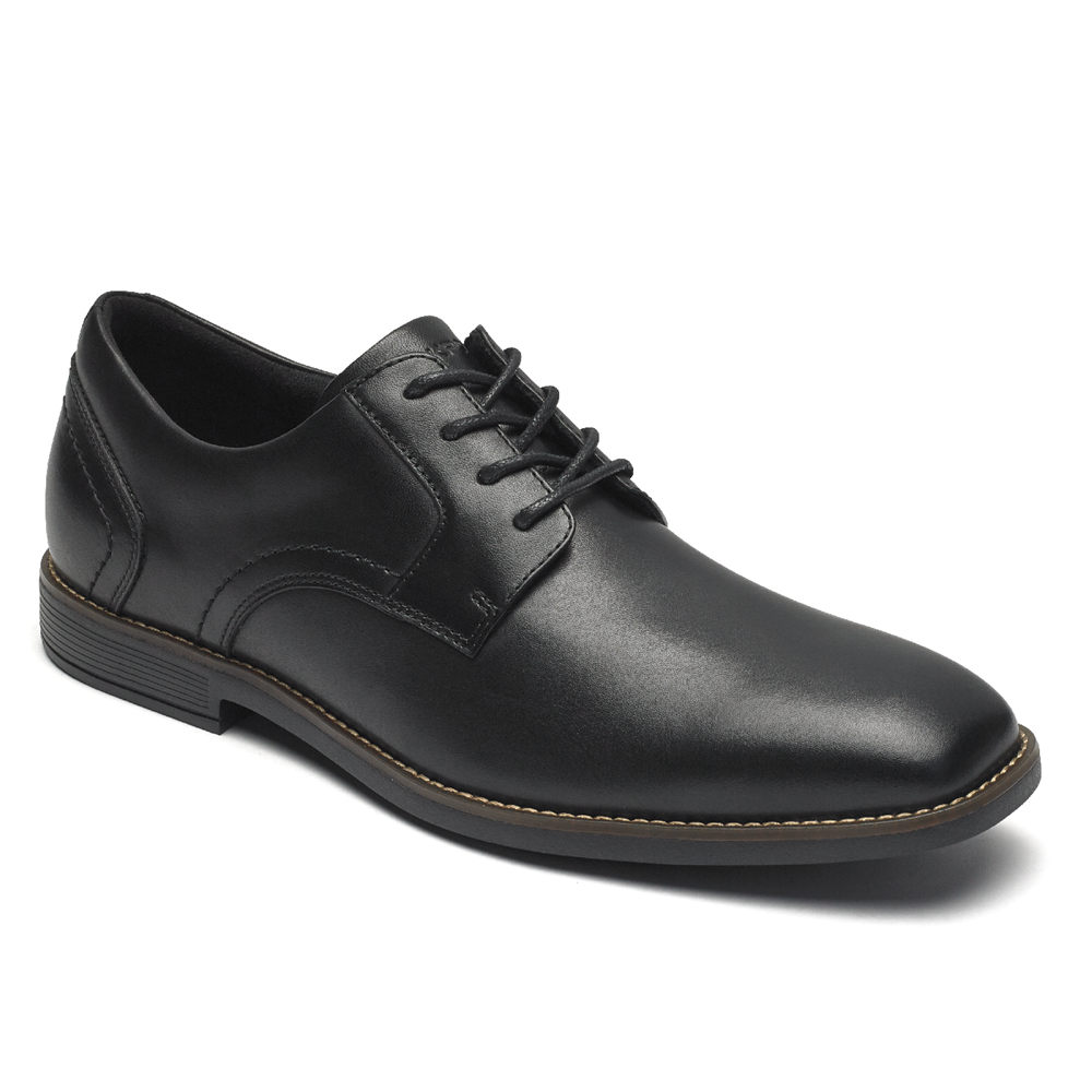 Zapatos Con Cordones Rockport Hombre Mexico - Slayter Plain Toe Shoe Negros - ZOSCV3104